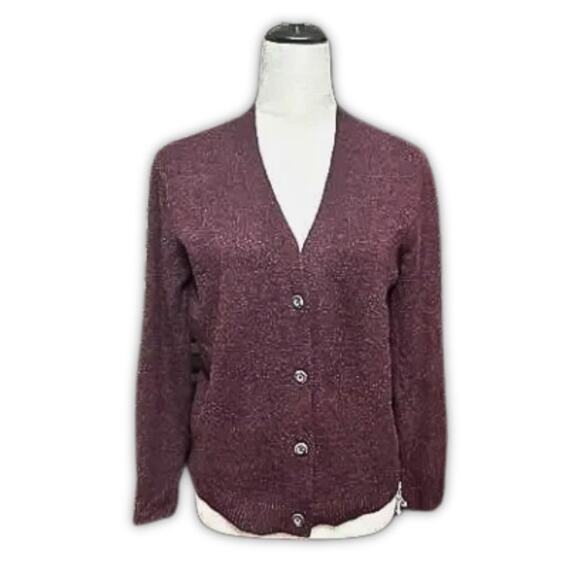 Old Navy Cardigan Button-Up Front Academia Style Long Sleeves Solid Burgundy XS - Picture 1 of 8